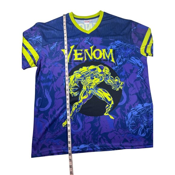 Marvel Venom Graphic Sports Jersey Shirt Men's Size Large Blue and Green NEW - Picture 3 of 7